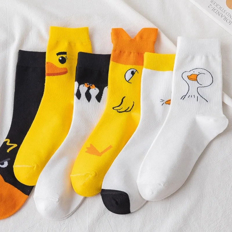 Chicken Cartoon Socks Men Women Korean Version Trend Expression Duck Happy Funny Couple Cotton Socks Gifts Calcetines Divertidos