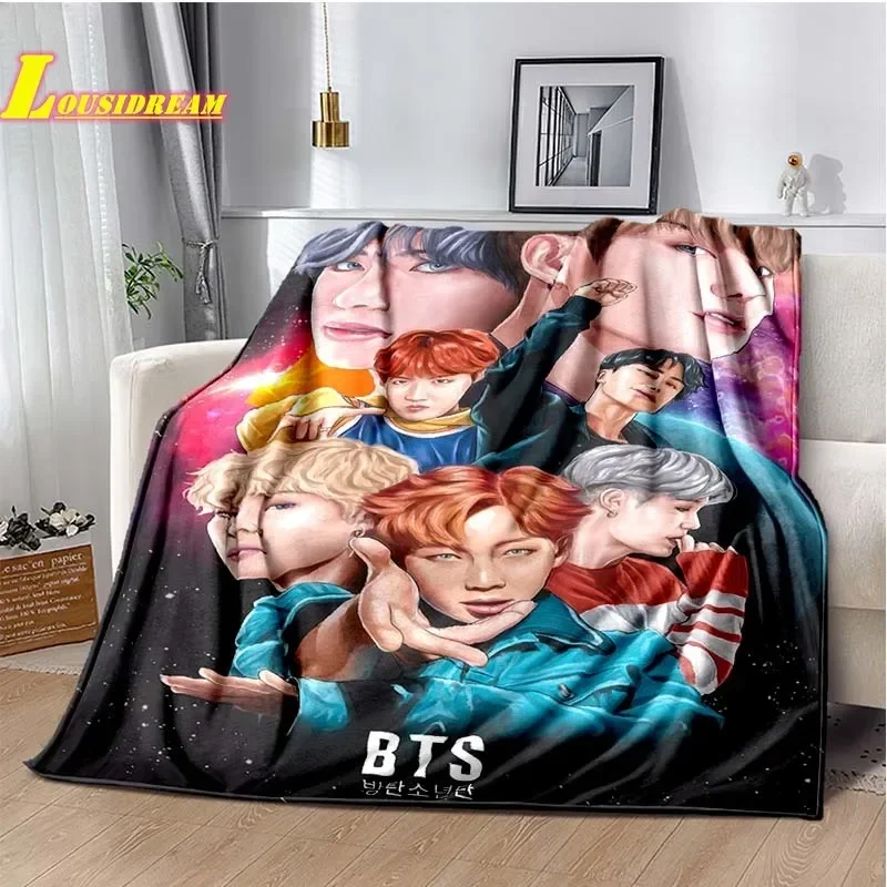 Korean pop group printed blanket travel portable comfortable warm flannel blanket bedroom office bed sofa supplies birthday gift