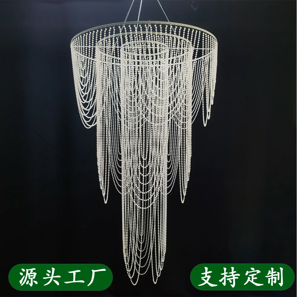 

New wedding props acrylic crystal bead curtain chandelier window stage wedding venue decoration lights