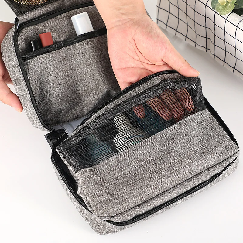 Toiletry Bag Hanging Travel Cosmetic Makeup Bag Gray Waterproof for Women Men Bathroom Storage Organizer with Sturdy Hook