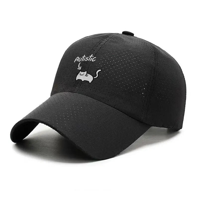Autistic Cat Quick Dry Baseball Cap Adjustable Outdoor Sun Hat for Men Women