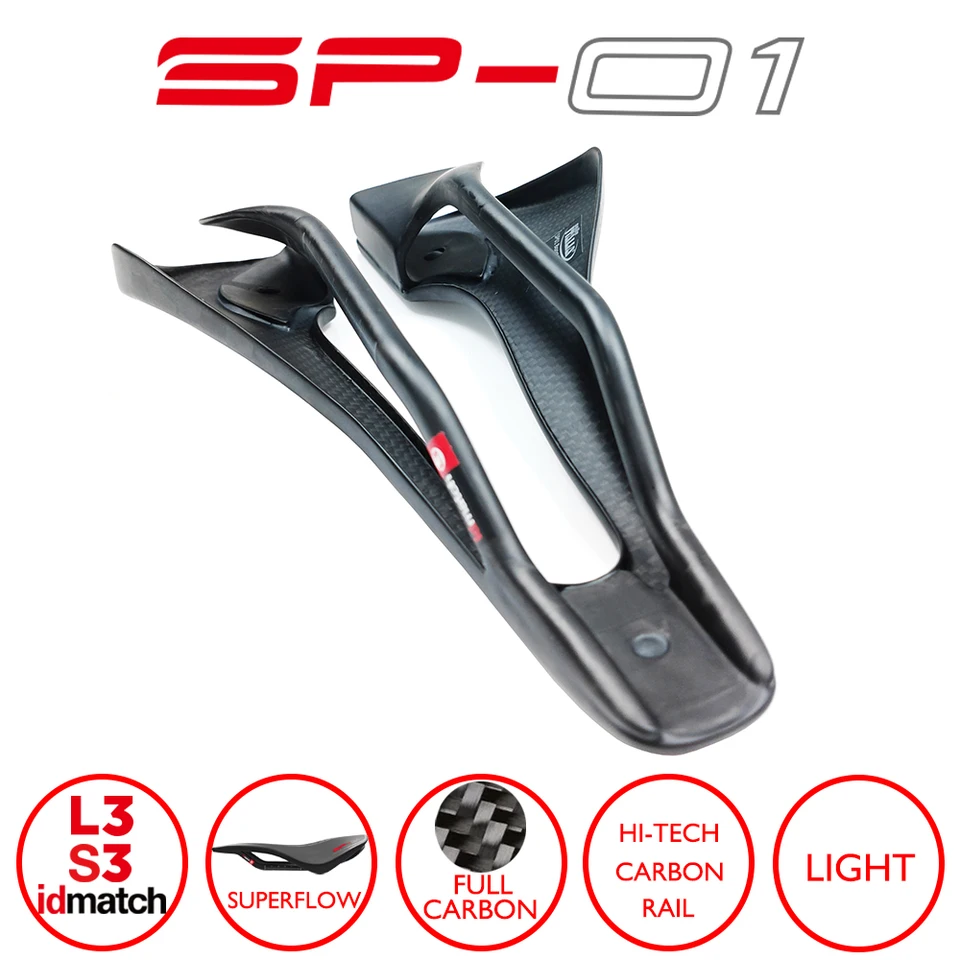 Carbon fiber SP-01 BOOST Tekno Superflow bicycle saddle, for road