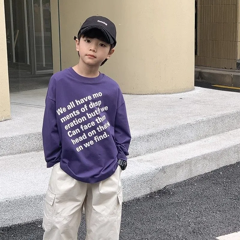 ملابس أطفال من القطن الخالص للأولاد في الخريف والربيع ملابس أطفال أولادي تي شيرت للأطفال تي شيرت كوري 2025 ملابس جرافيك #3