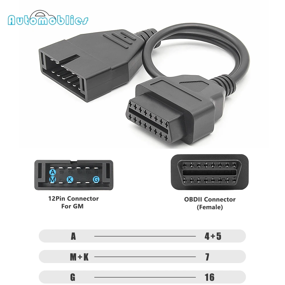 For GM 12Pin To 16Pin OBD2 Extension Cable OBD to OBD2 Connector Adapter Universal OBDII Car Diagnostic Connect Tool