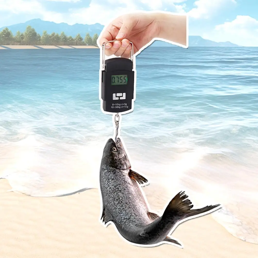 1pcs 50kg Digital Pocket Luggage Scale Hook Weight Mini Hanging Balance Abs Hanging Lcd Weighting Fishing Hook Portable Sca G5e4