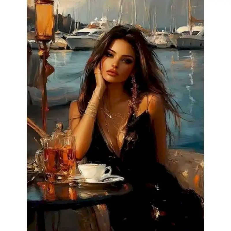 

RUOPOTY DIY Pictures By Number Woman Painting By Numbers Girl Drawing On Canvas Hand Painted Paintings Art Gift Home Decor