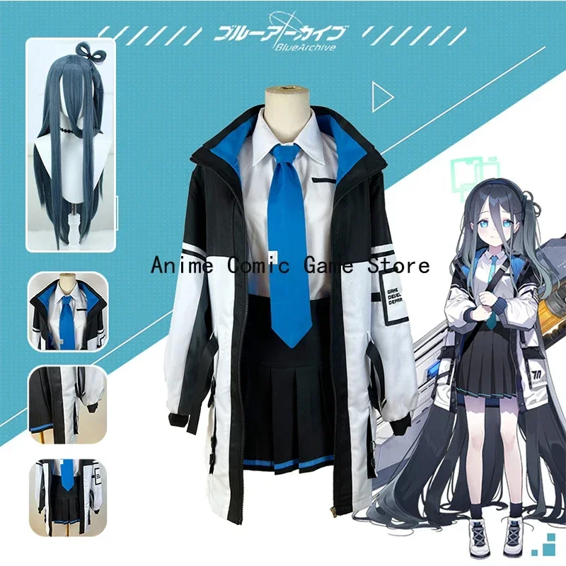 Anime Blue Archive Tendou Arisu Cosplay Costume pour femmes et filles, manteau, perruque, projet de jeu, uniforme du lycée MX, fête d'Halloween