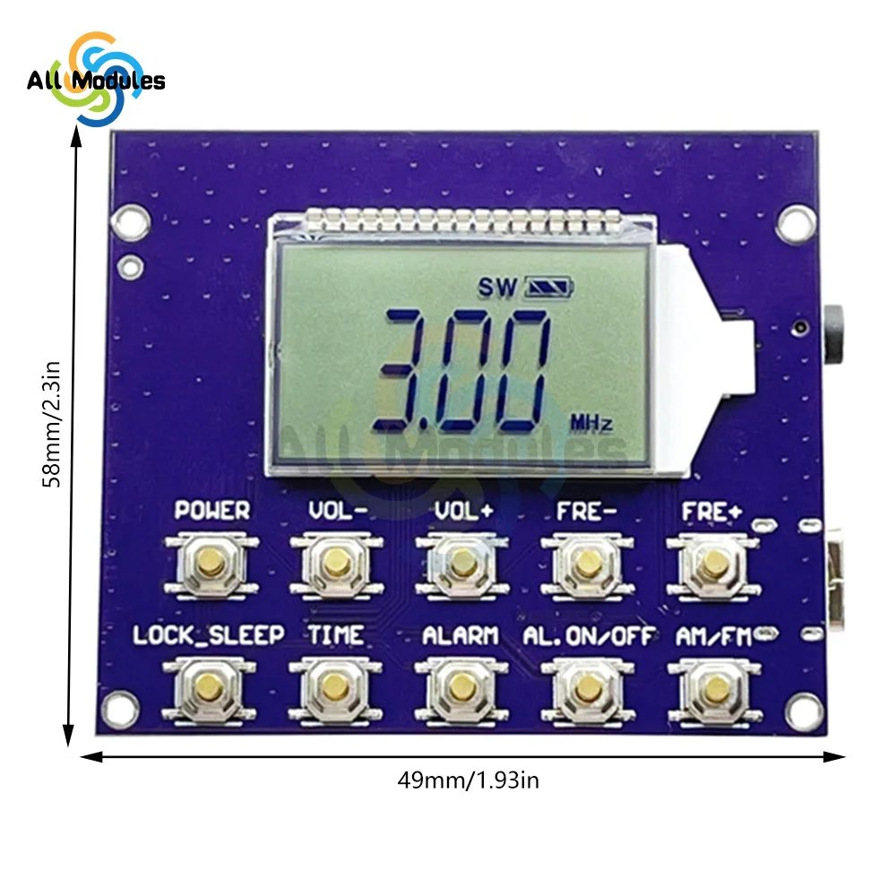 87-108MHz FM Full Band Radio Module short wave medium wave Electronic Number Digital Display Clock Controlled Radio Module Board