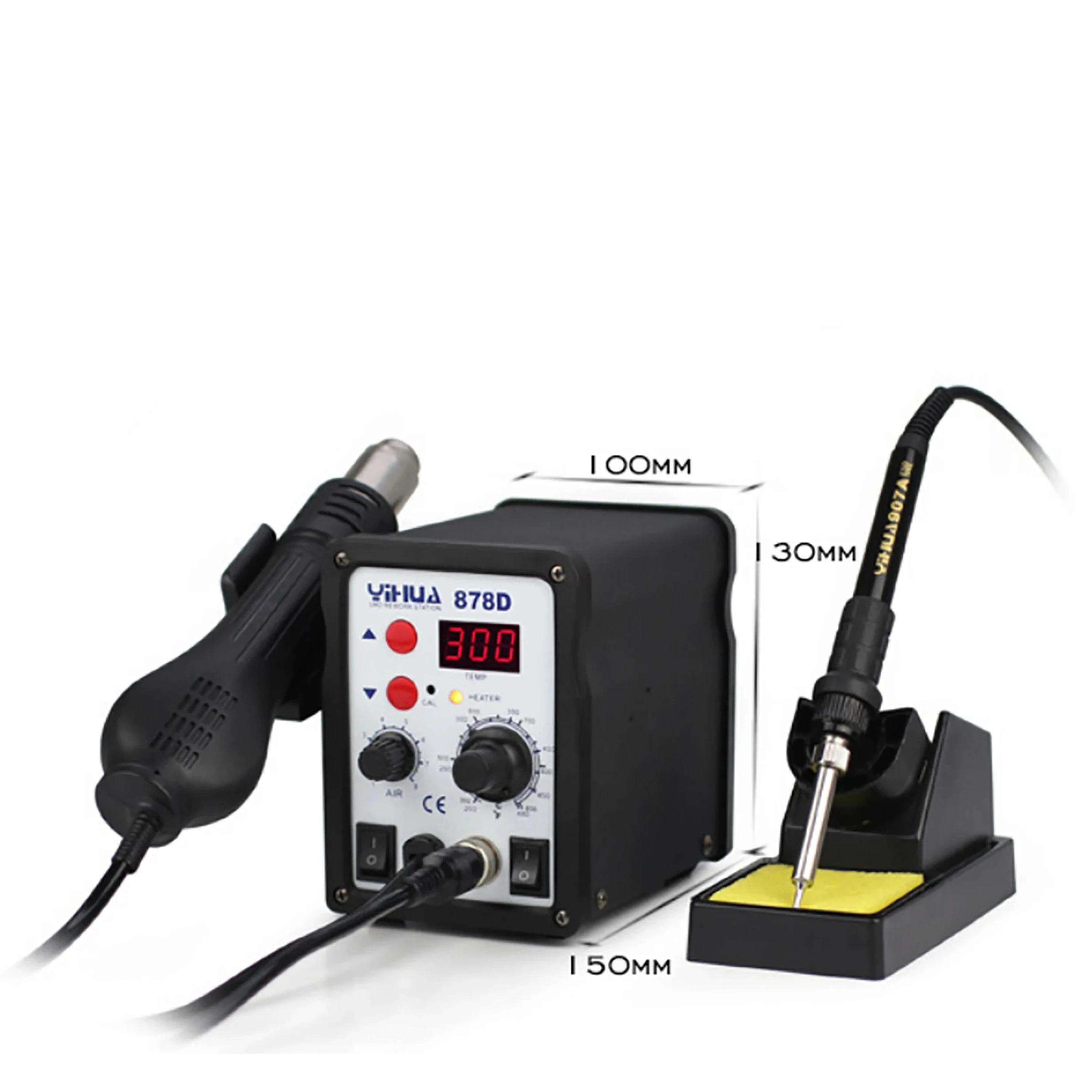 

YIHUA 878D Soldering Station Kit, 907A Iron + Hot Air Gun, 3 Nozzles, Microcomputer Control, Fast Heat