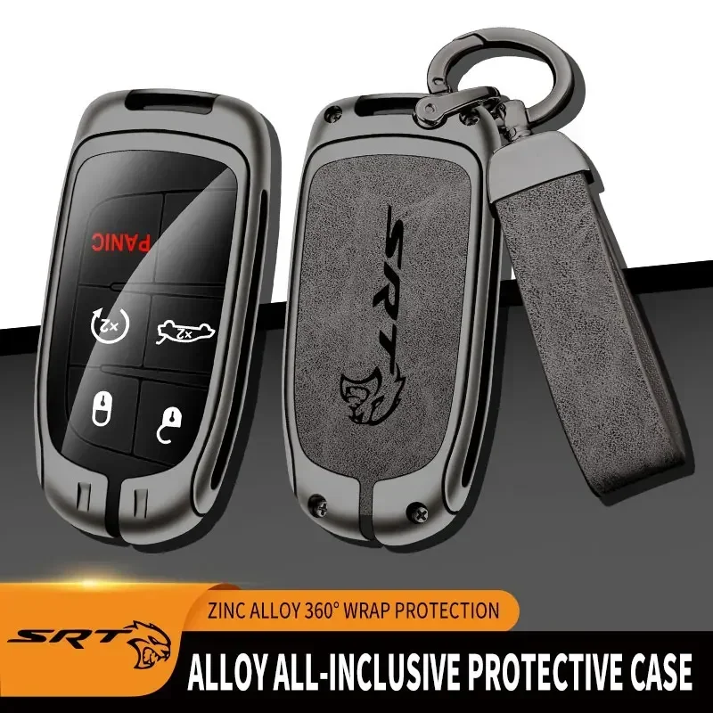 Zinc Alloy Car Key Case For Dodge Challenger Hellcat SRT Remote Control Protector For DODGE SRT Car Key Cover Car Accessories