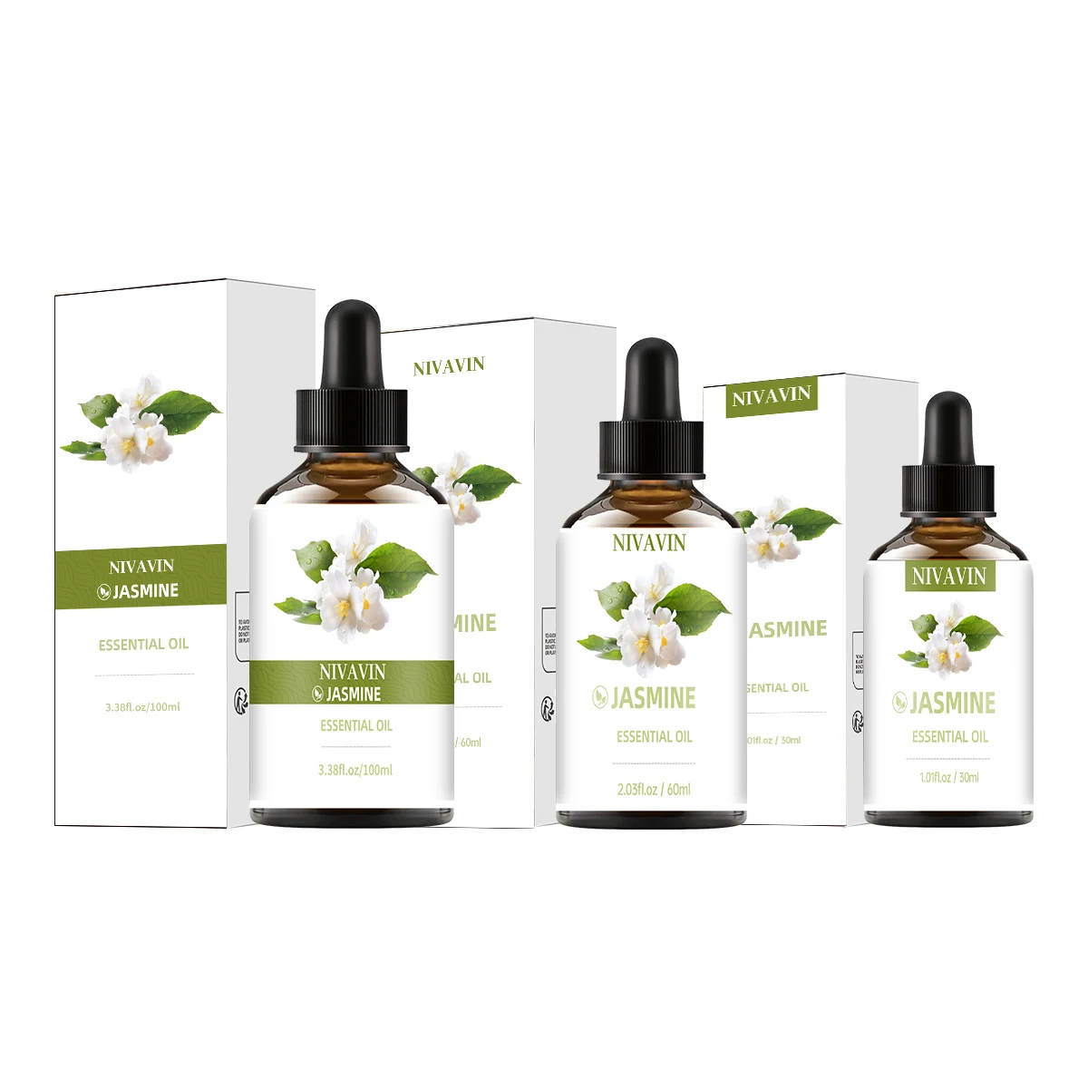 NIVAVIN 30ml/60ml/100ml Jasmine Essential Oil, rich floral scent, soothing and calming, long-lasting fragrance, exquisite gift.