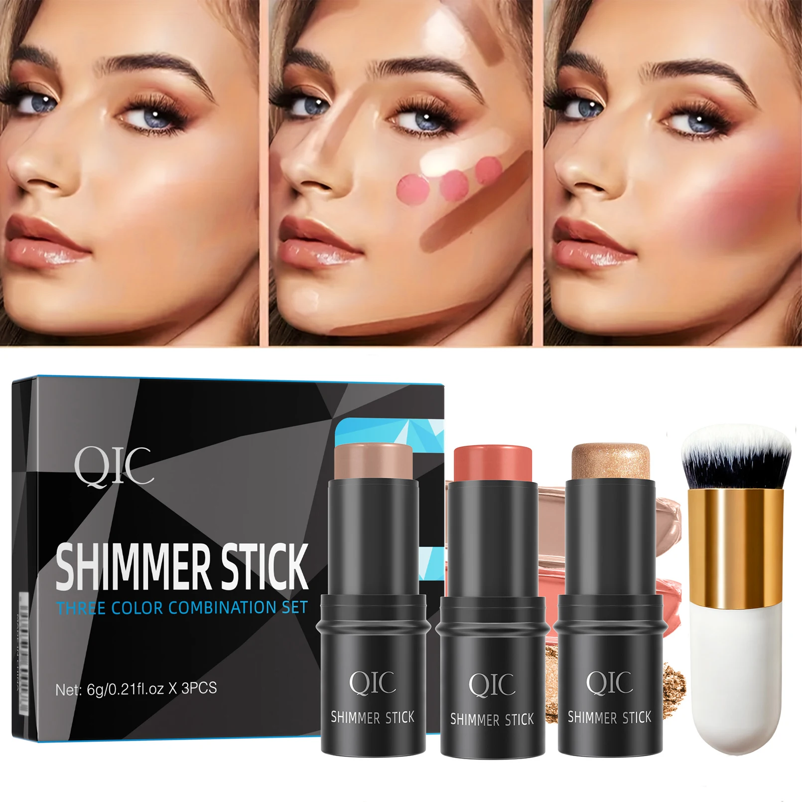 Makeup Face Contouring Bronzer Stick Multifunctional Highlighter Brightening Silkworm Blusher Rouge Cream Modify Concealer Pen