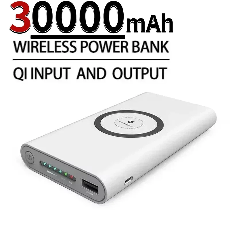 Two-Way Wireless Power Bank, Fast Charging Powerbank, Portable Charger, Type-C External Battery for iPhone, 30000mAh