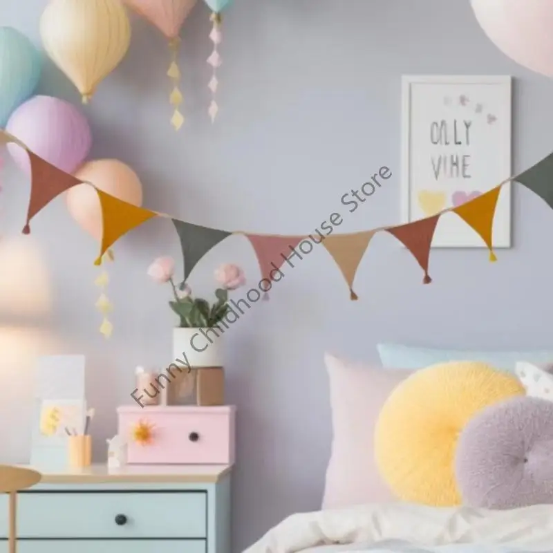 

D0LA мытья хлопчатобумажная салона для овсянки гирлянда винтаж декорирование душа для душа многоцветная фотография флаг