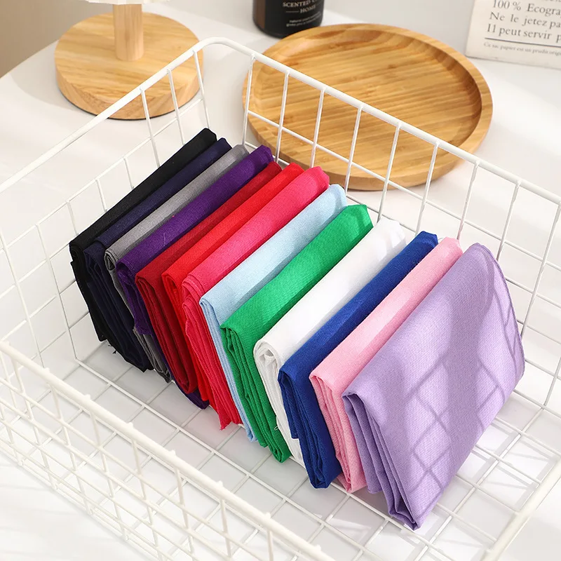 12Pcs Pure Cotton Plain Large Size Square Towel Unisex Solid Color Handkerchief Headscarf 54*54cm Carry Around Wipe Sweat