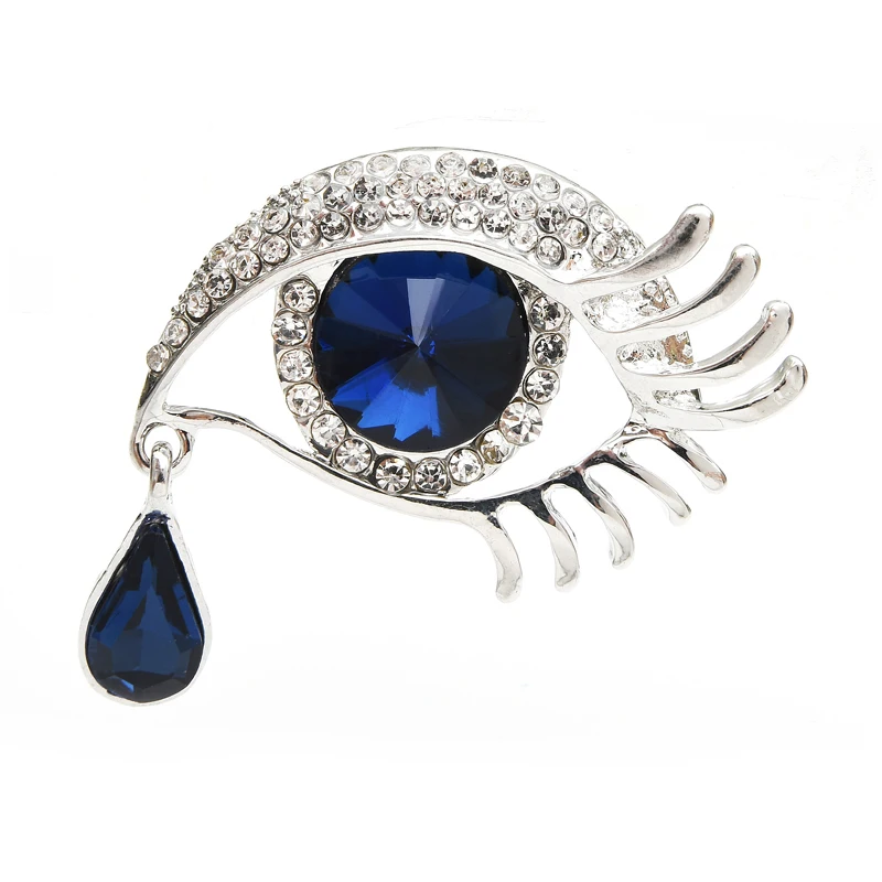 Brooches For Women Rhinestone Enamel 4-color Eyes Office Causal Brooch Pins Gifts Waterdrop Crystal Eyes