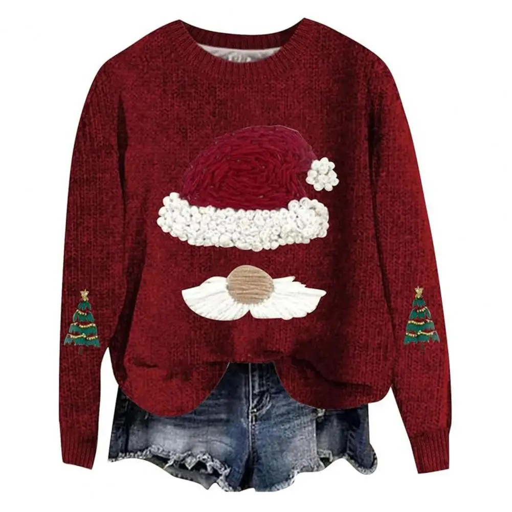 

3d Printed Sweater Festive 3d Santa Hat Women's Sweatshirt for Winter Warmth Style Cozy Knitted Pullover for Outdoor Activities