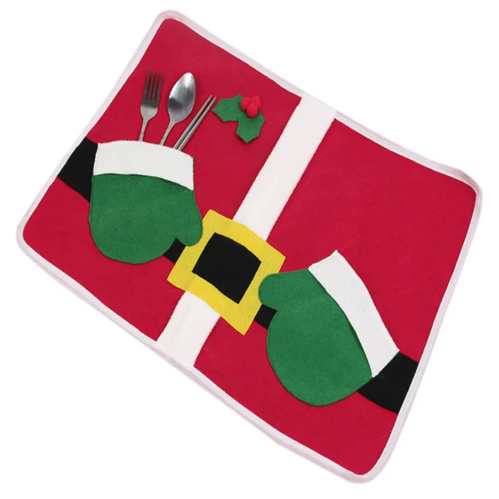 

Red Christmas Placemat Santa Claus Patterned Tablecloth for Holiday Dinner Party Tableware Organizer Christmas Tablecloth