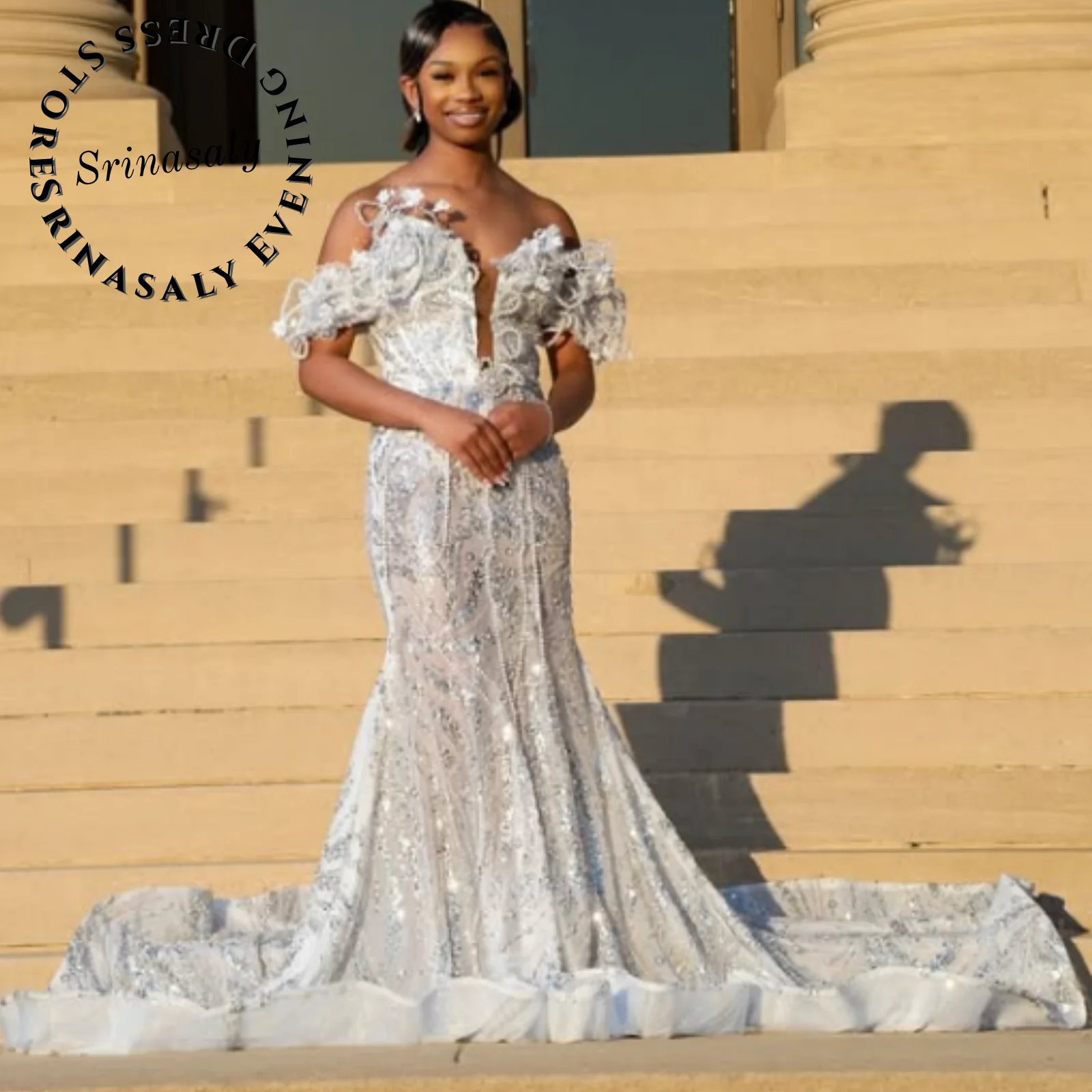 African Luxury Beaded Embroidery Mermaid Wedding Dresses Customized Black Girls Prom Party Gown Exquisite Evening Robe De Soiree