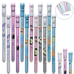6/12pcs Creative Cat Erasable Gel Pens 0.5mm Blue Refill Rod Signature Pen Washable Handle Office Writing Supplies Stationery