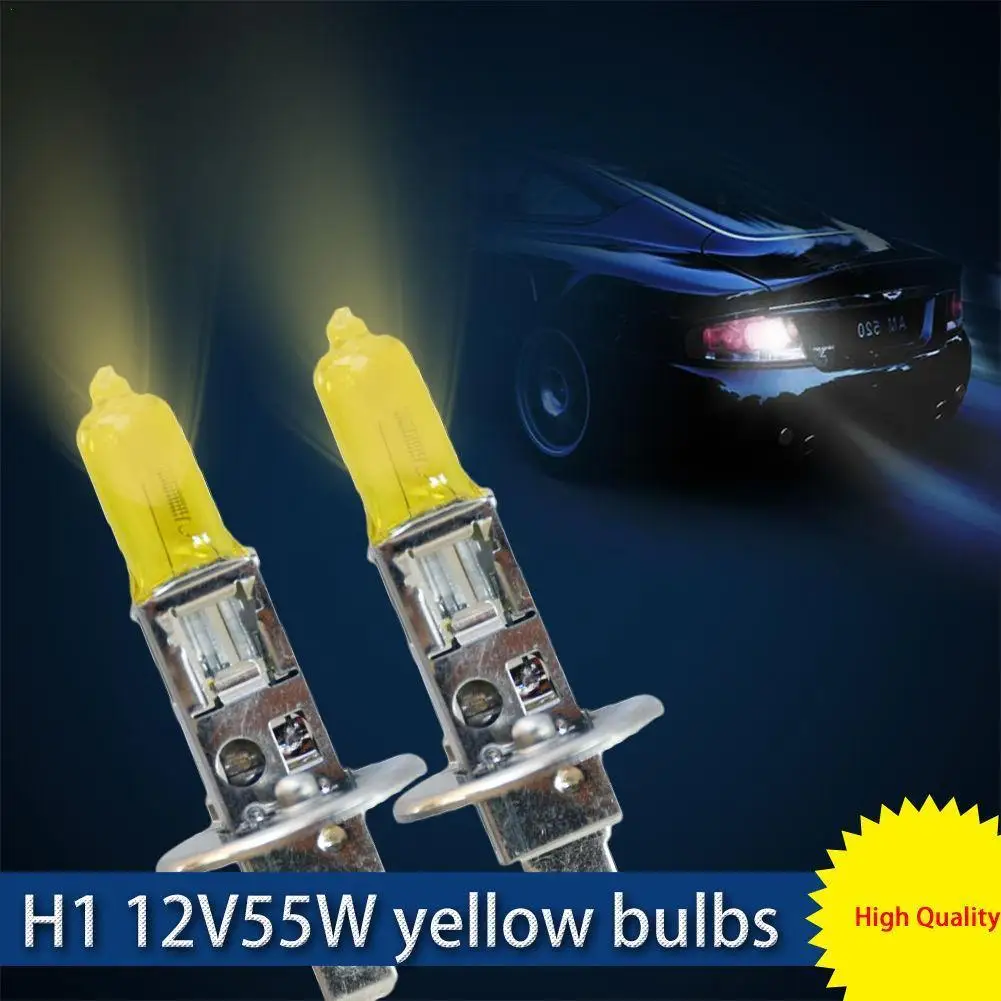 H1 12V 55W Halogen Bulbs Yellow Lights 3000k Car Headlight Auto Fog Lamps