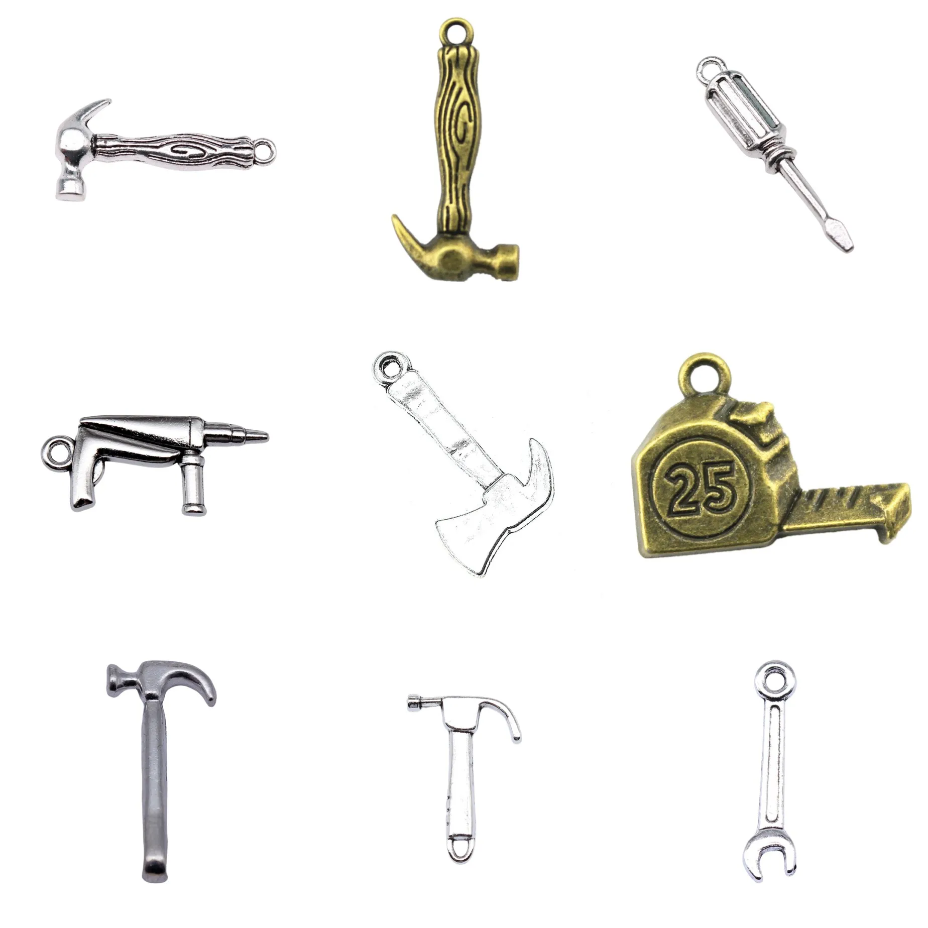 Antique Silver Color Hammer Screw Hardware Charms Pendant Industrial For Necklace Bracelet Earring DIY Jewelry Findings