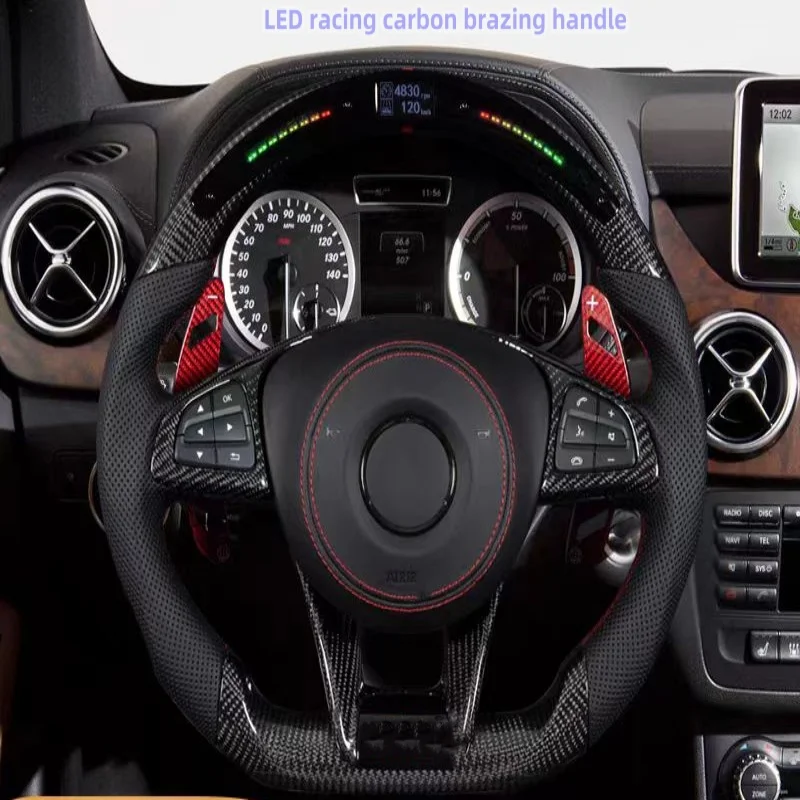 For Mercedes Benz W203 W176 W205 W204 W213 AMG CLA GLC GLB GLS GLE 2016 2017 2018 (handle) steering wheel carbon fiber LED