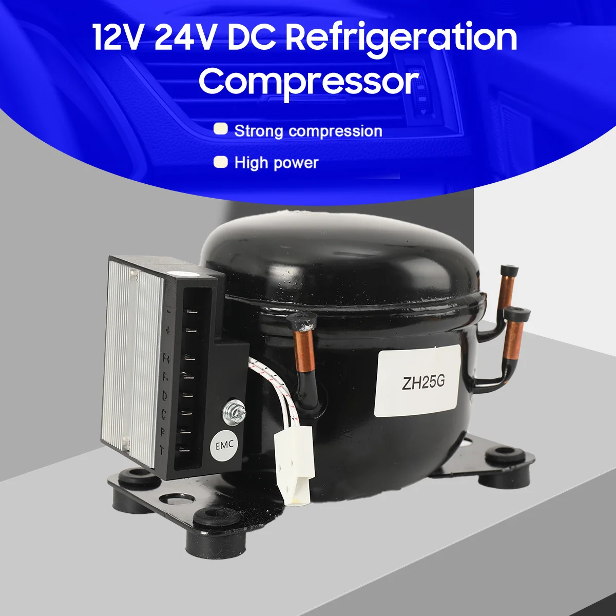 

12V 24V DC Refrigeration Compressor QDZH25G R134A for Car Refrigeration Air Compressor Fridge Freezer Marine Solar