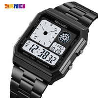 SKMEI World Time Digital Electronic Watch For Men Women Waterproof Outdoor Sport Stainless Steel Strip Wristwatches Reloj Hombre