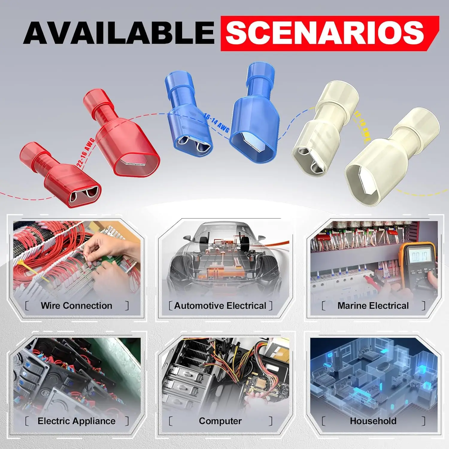 50 шт. нейлоновые мужские/женские лопаточные разъемы, быстроразъемные разъемы для электрических проводов, изолированные клеммы из луженой меди