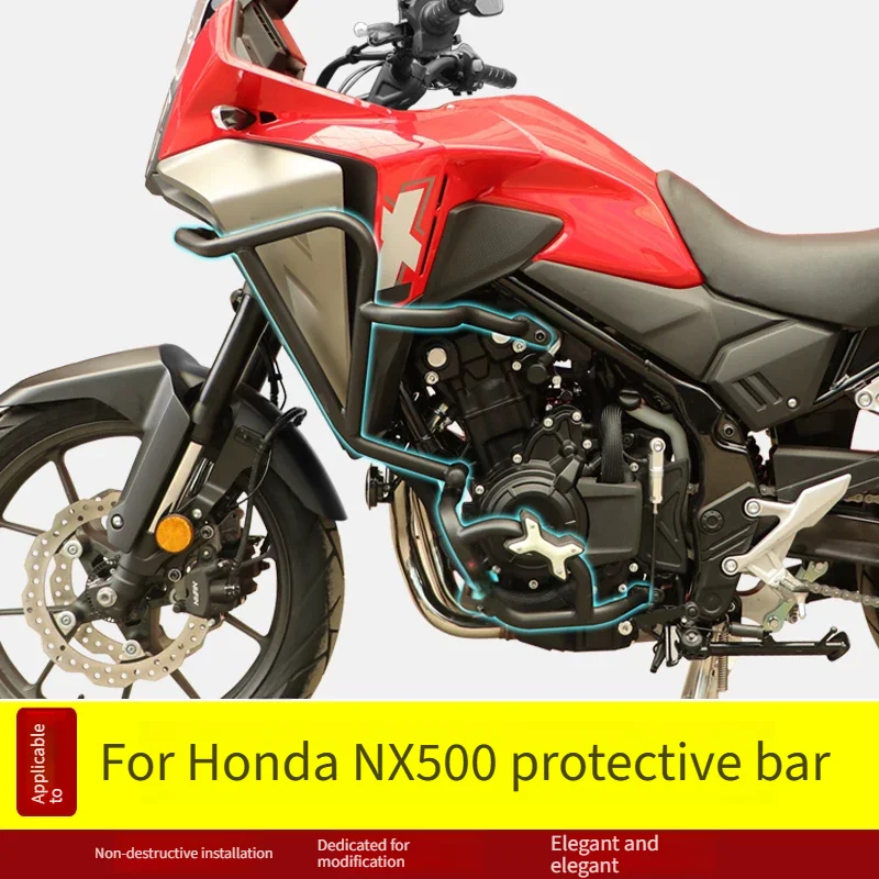 For Honda NX500 WH500‑3A Motorcycle Upper Crash Bar Bumper Guard Split Full Enclosed Reinforced Anti‑Fall Protection Modificatio