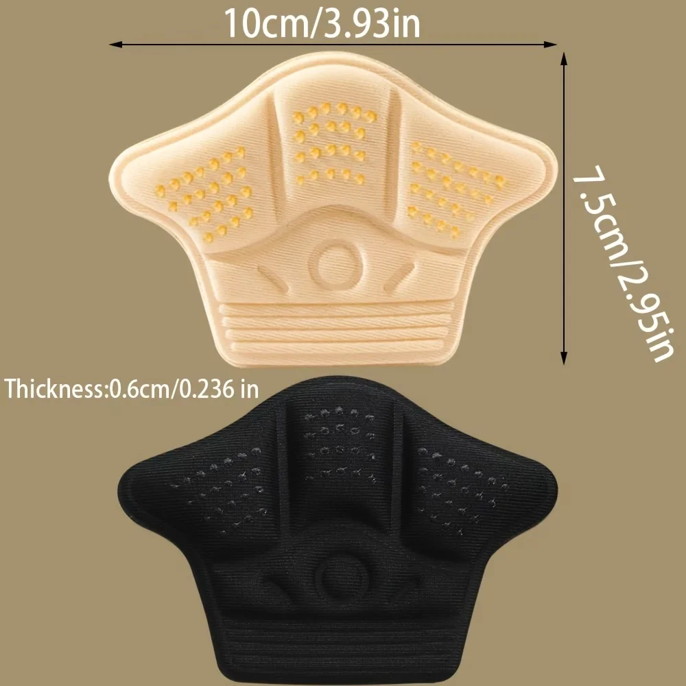 4 Pcs Self-Adhesive Thickened Heel Pads, Anti-Chafing Heel Inserts for Oversized Shoes, Seamless Invisible Liners to Reduce