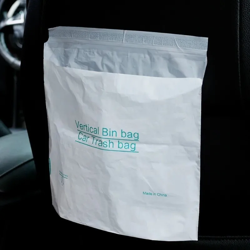 Disposable Car Garbage Bag Self Adhesive and Self supporting 2-in-1 Trash Bags Universal Portable Waterproof Bin Bag Storage Bag