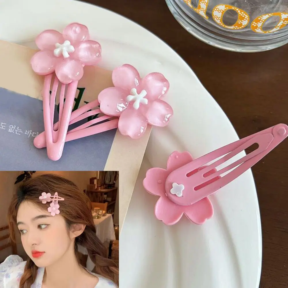 Sweet Jelly Cherry Blossom Hair Clip Headwear Cute Girls BB Clip Y2K Side Bangs Clip Hair Accessories Fresh Flowers Hairpins