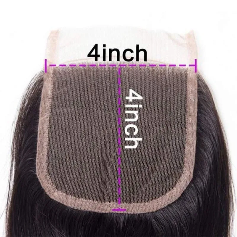 Water Wave Human Hair 4x4 Transparent Lace Closure Natural Color 150% Density 10-20 Inch Indian Virgin Hair Full End Pre-Plucked