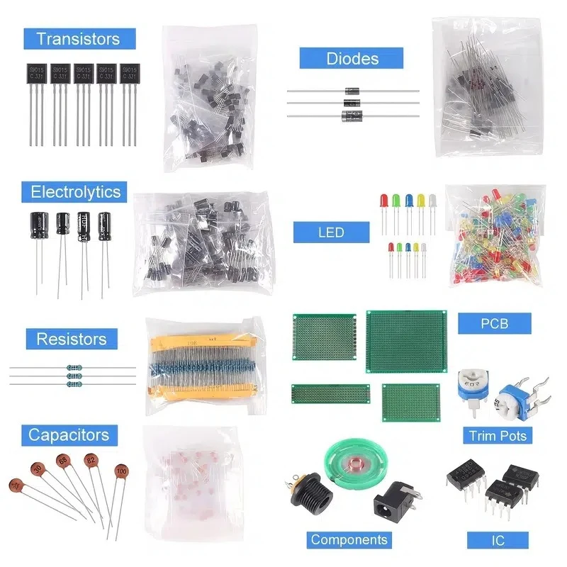 Electronic Components Kit Ultimate Edition Various Common Capacitors Resistors Capacitors T0-92 LED Transistors PCB Board DIP-IC