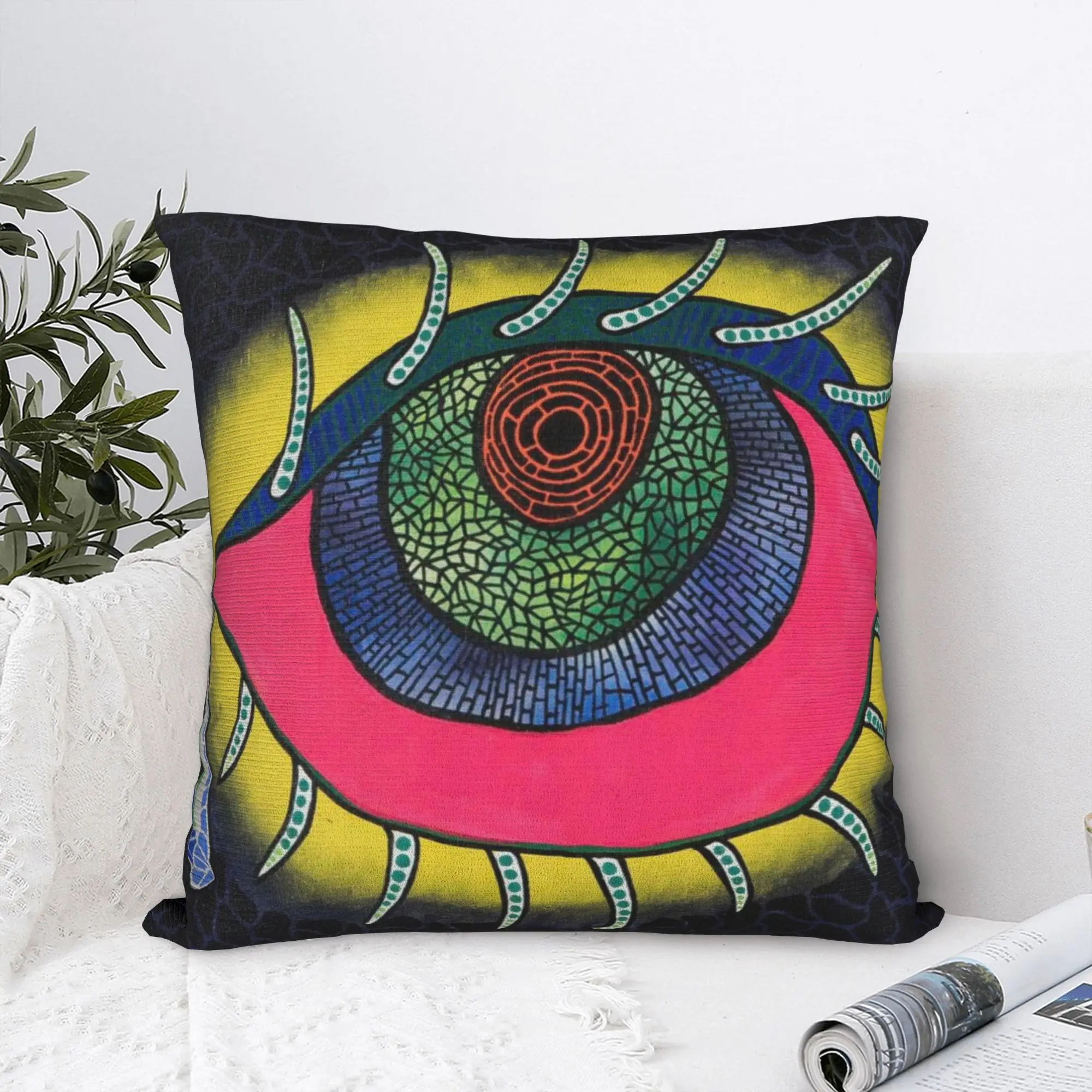yayoi one eyes Floor Pillow Square Pillow Case Yayoi Kusama Dots Pumpkin Polka Pop Cushion Covers Pillowcover for Car 40x40cm