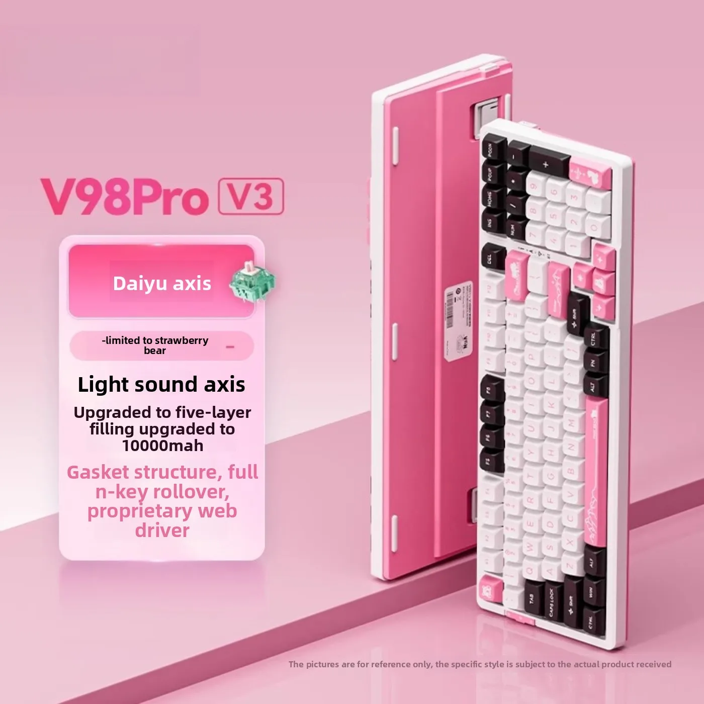 Gaming Mechanical Keyboard V98proV3 Arctic Fox Tri-mode Hot-swappable Bluetooth GASKET Customizable Gaming Mechanical Keyboard