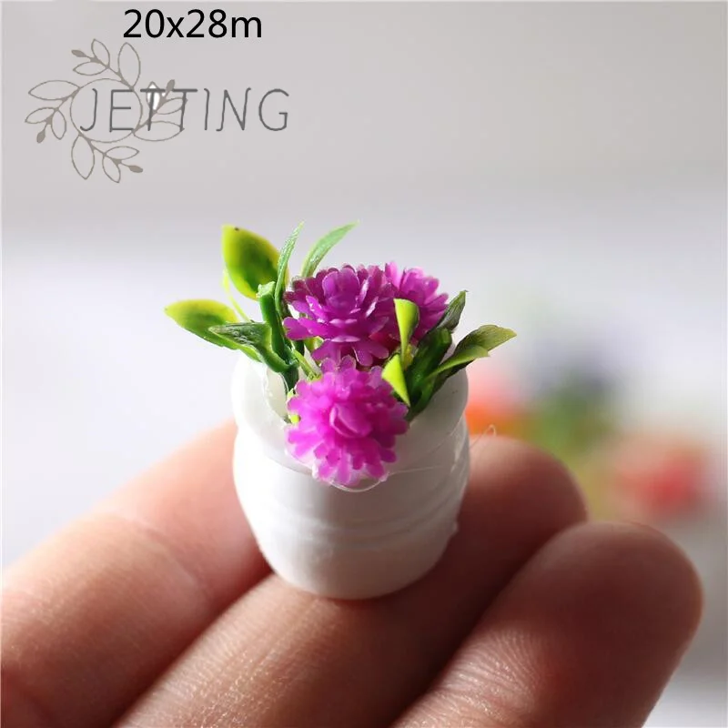 Hot 3pcs Random 1:12 Dollhouse Miniature Green Plant In Pot Simulation Potted plants
