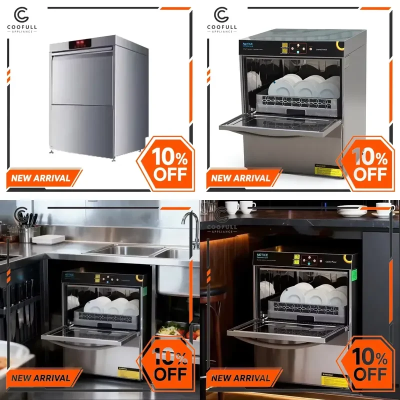 Commercial Electric Cup Washer Stainless Steel Mini Dishwasher for Bar Coffee Shop Household Kitchenware Cleaning Equipment