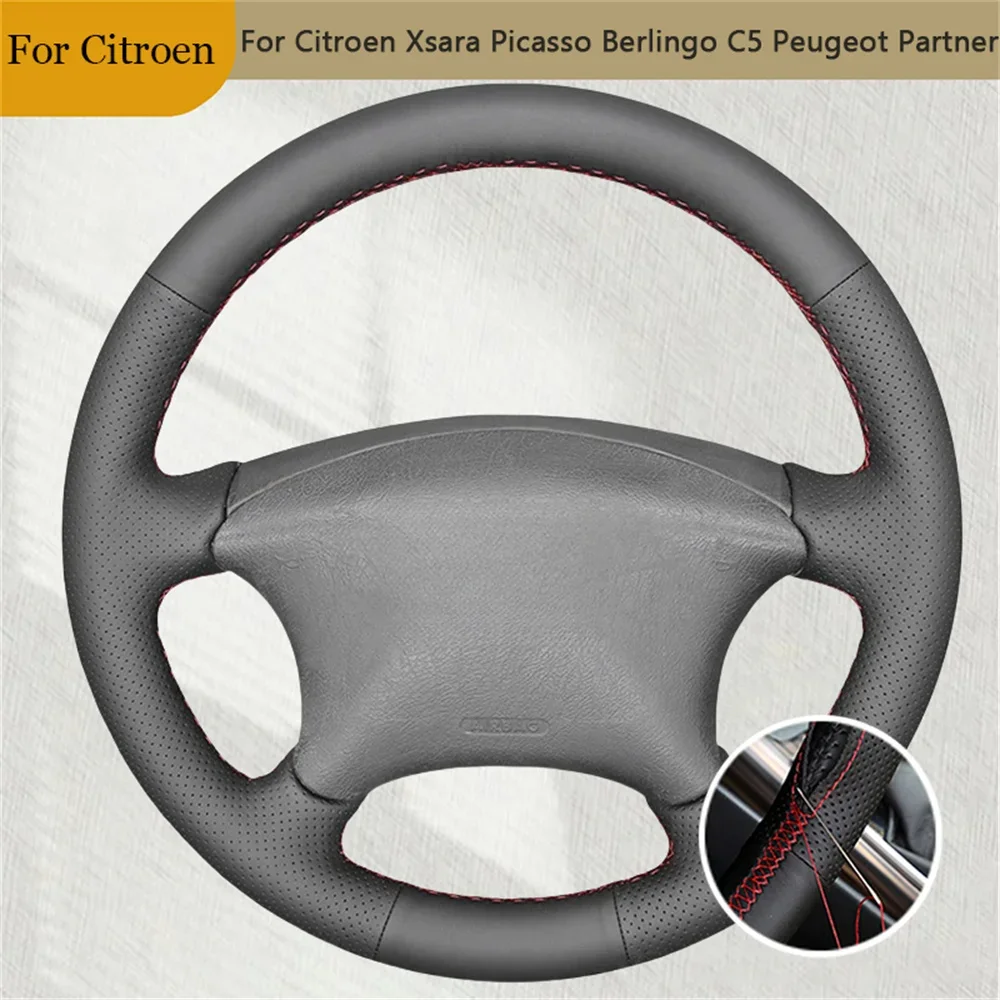 

Customization DIY Car Interior Microfibre Leather Car Steering Wheel Cover For Citroen Xsara Picasso Berlingo C5 Peugeot Partner