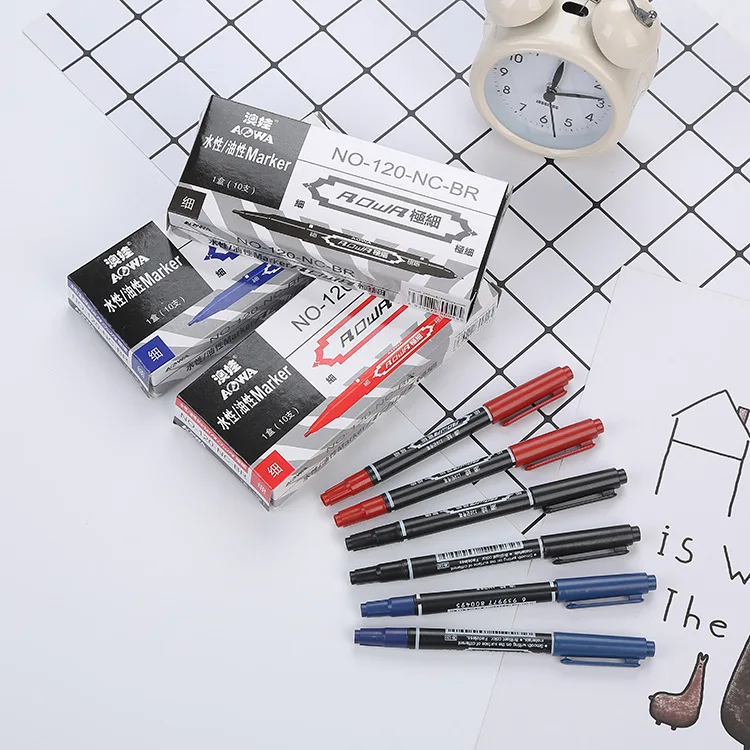 Black/Red/Bule Double-Headed Tattoo Skin Marker Pen Piercing Positioning Marking Pen Eyebrow Tattoo Positioninging Scribe