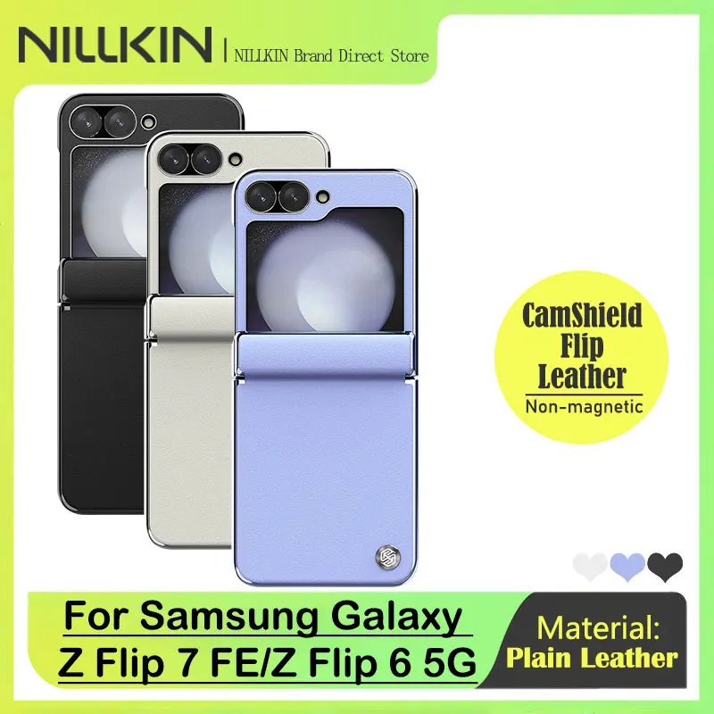 

NILLKIN CamShield Flip Leather Case For Samsung Galaxy Z Flip 7 FE/6 5G, 0.8mm Ultra-Thin, Magnetic Hinge Protection, PU Leather