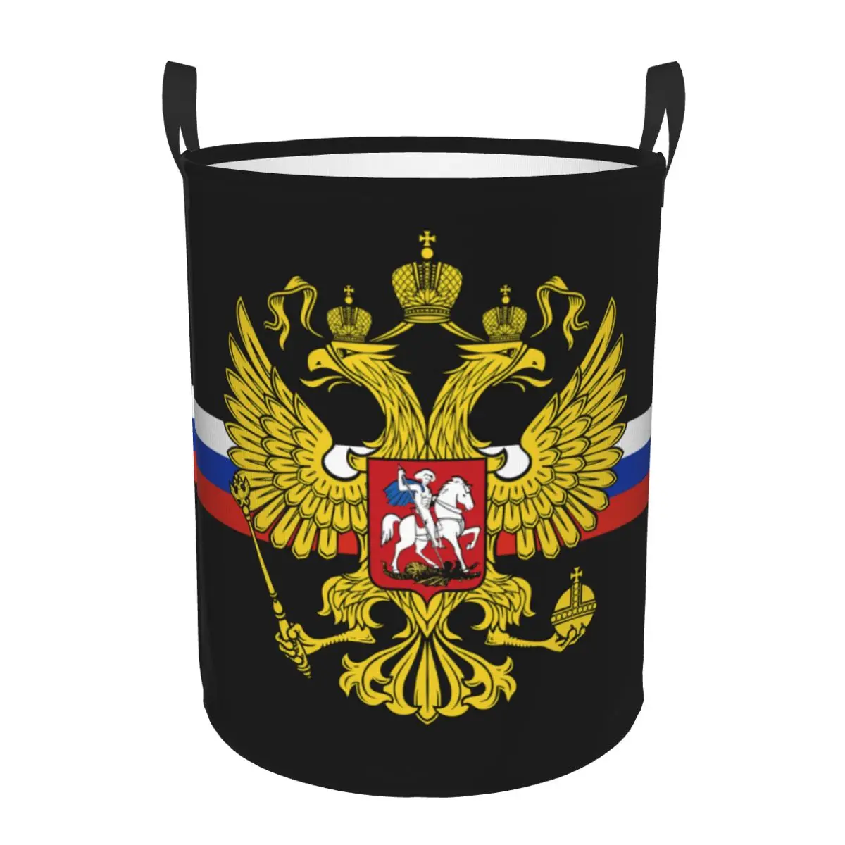 Coat Of Arms Of Russia Laundry Basket Foldable Russian Flag Toy Clothes Hamper Storage Bin for Kids Nursery