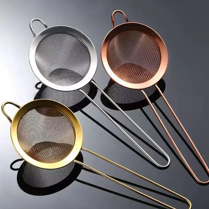 Colador de cócteles coladores de té de acero inoxidable coladores de alimentos cónicos colador de malla fina herramienta práctica colador de barra
