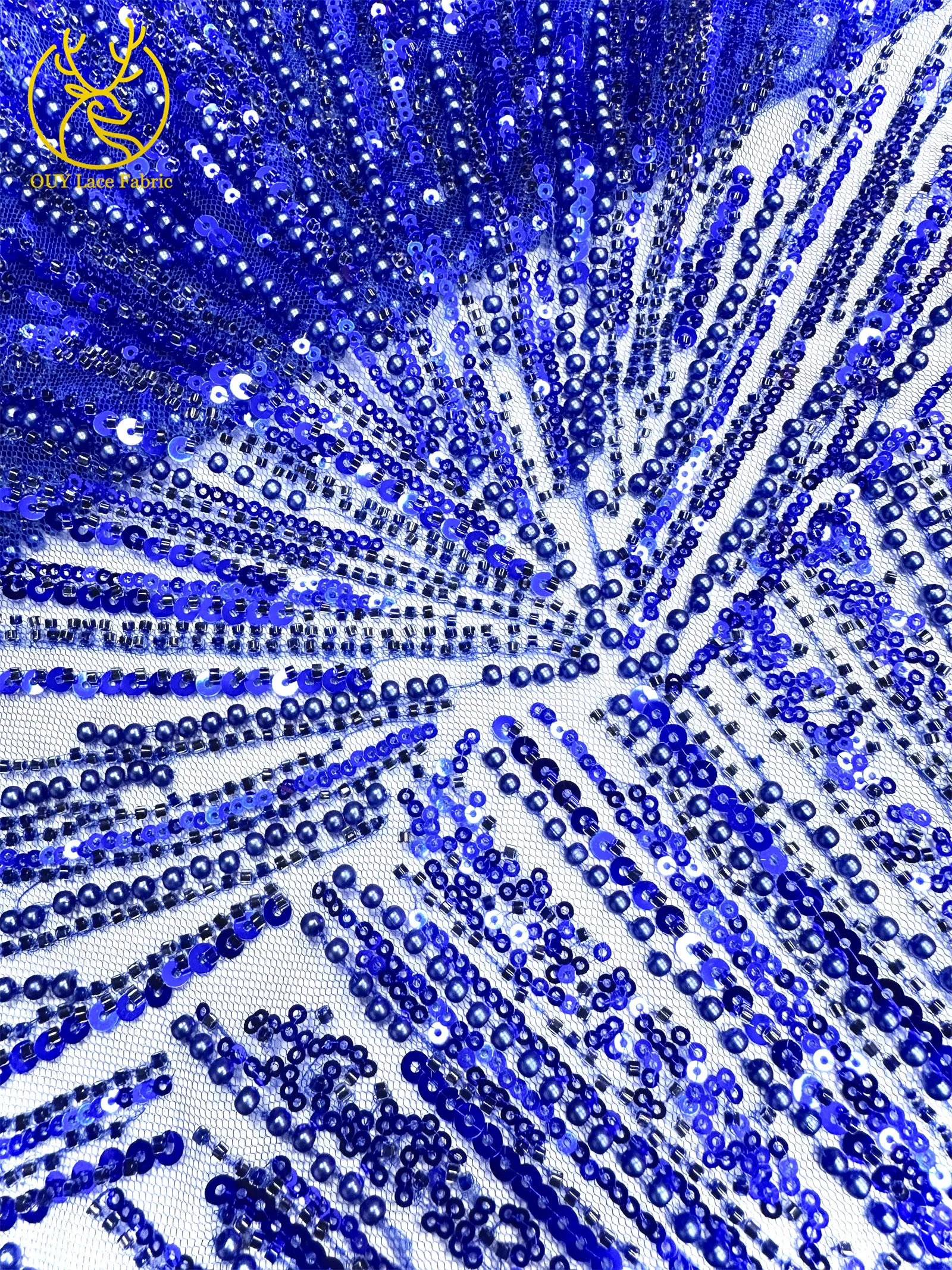 Afrikanischer Perlen-Spitzenstoff 2026 Heißer Verkauf Nigeria Französischer Tüll-Pailletten-Spitzenstoff für Party-Abendkleid-Nähmaterial 5 Yards – Detail 23