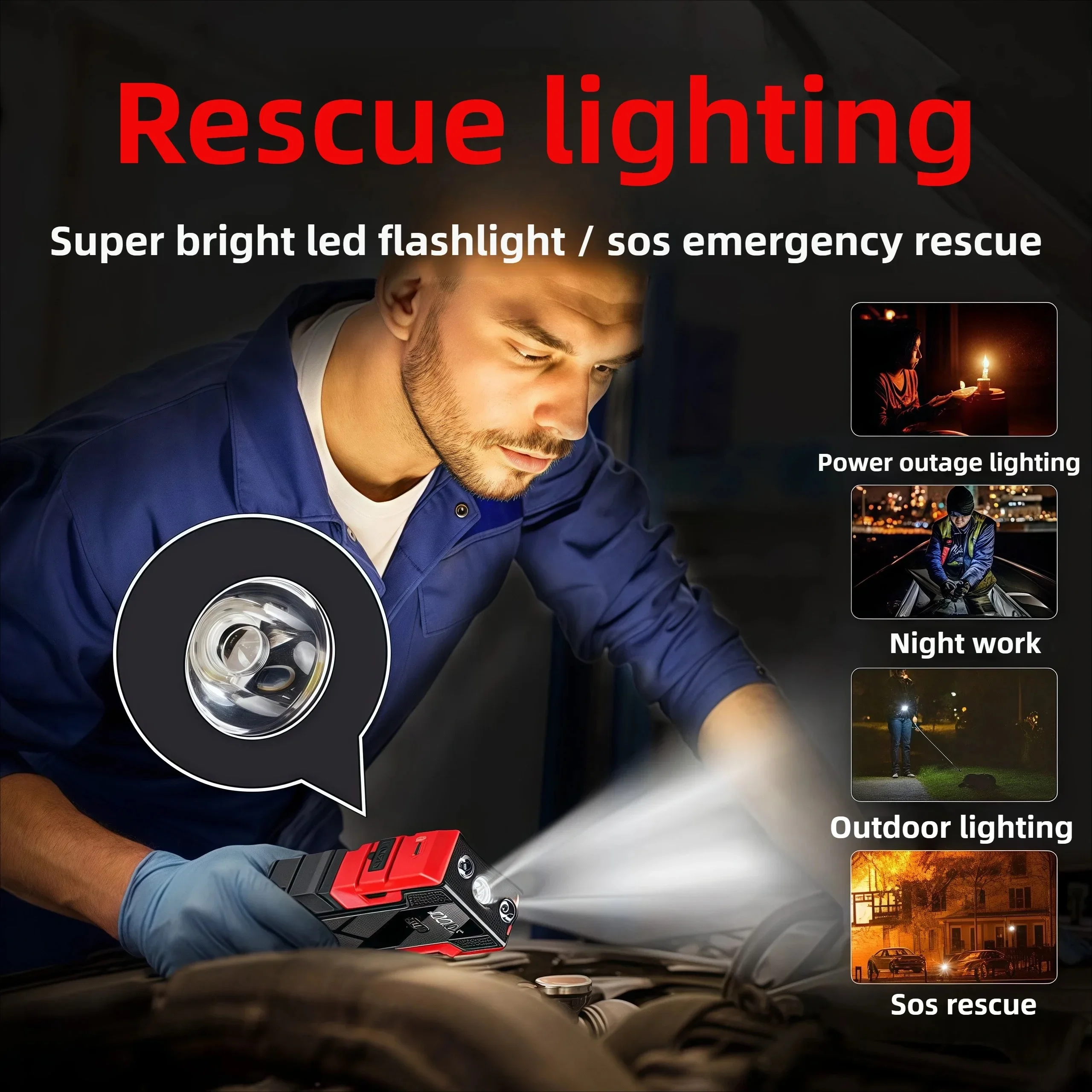 جديد 12 فولت 99800 مللي أمبير سيارة الانتقال كاتب ، المحمولة في حالات الطوارئ قوة البنك بطارية الداعم مع مصباح ليد ، USB ، لسيارات الدفع الرباعي فان دراجة نارية ATV #6