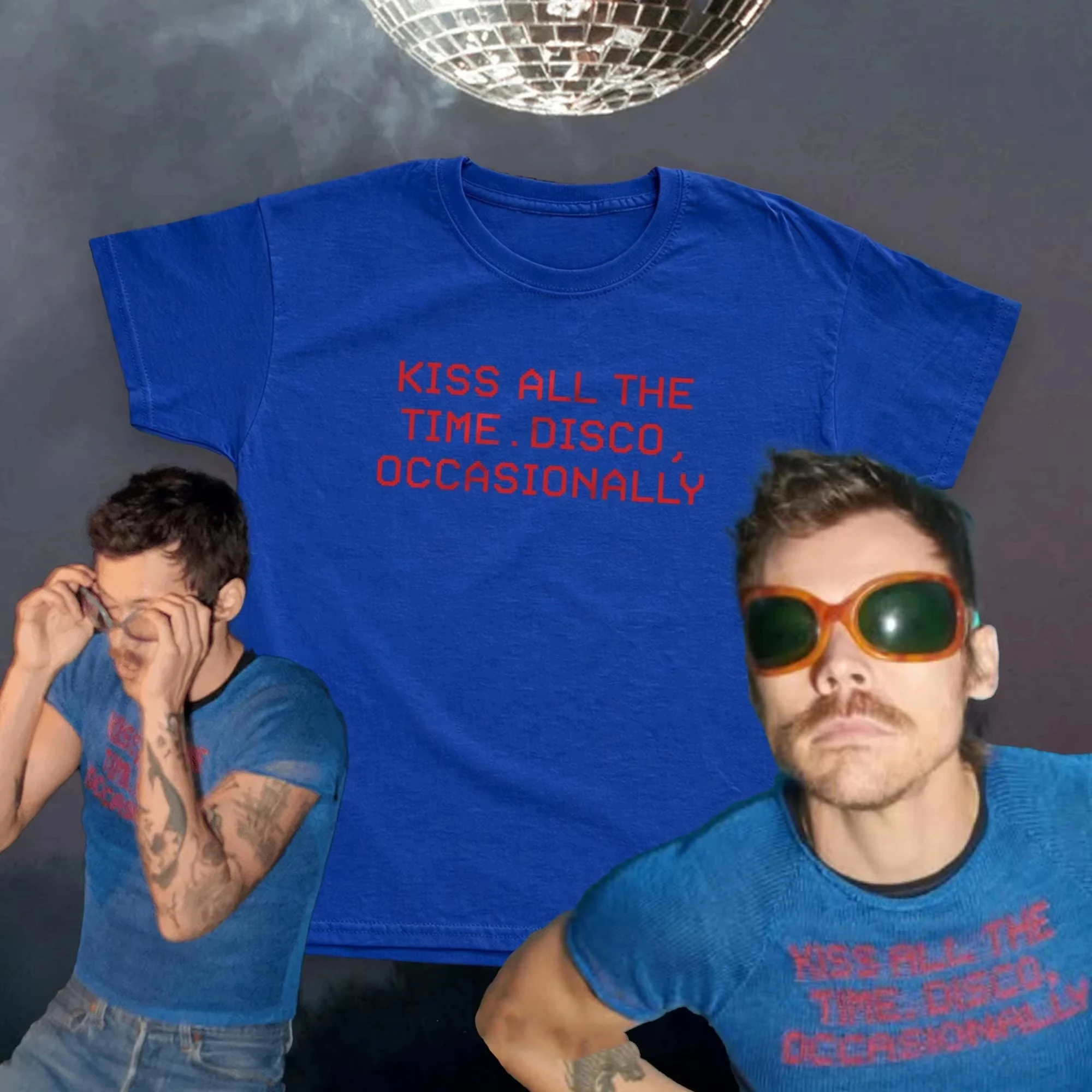 Harry Styles Album Kiss All Time Disco Occasional Same Style Printed T-shirt Womens Cotton New T-shirt Oversized Top Street Wear