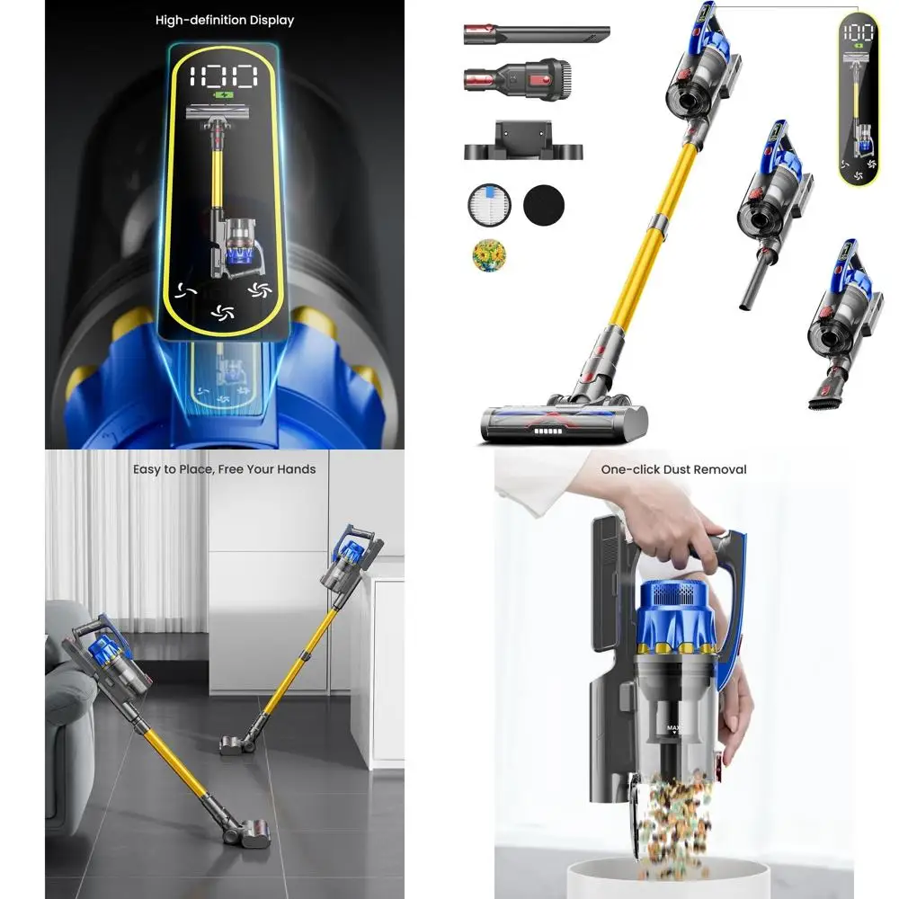 

600W 70-Minute Cordless Vacuum Cleaner with Dual Handle, Anti-Tangle Brush, and Aroma Tablet for All Floor Types and Pet Hair