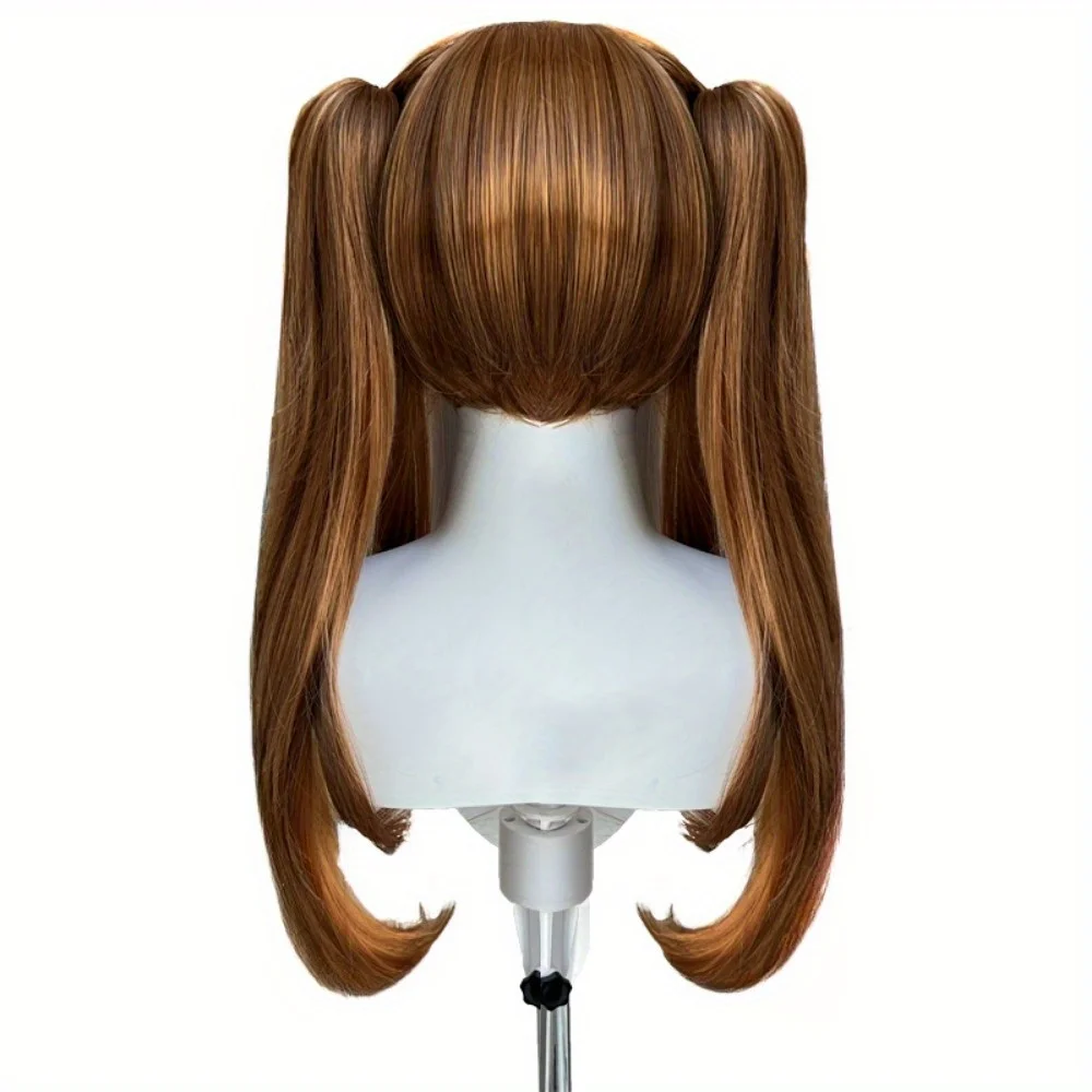 Pohon burung-Wig rambut manusia 23 inci, Wig pengikat rambut dengan poni, Cosplay Anime, Wig lucu untuk wanita, EVA Asuka J40504QM